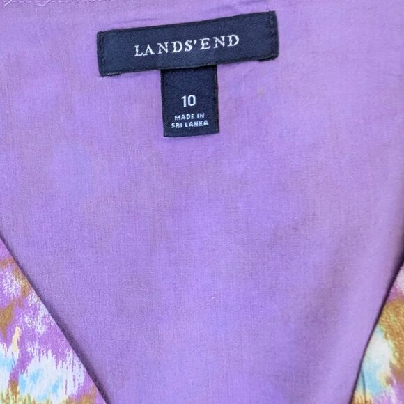 Land's End Purple Floral Faux Wrap Dress Sz 10 - Picture 3 of 4